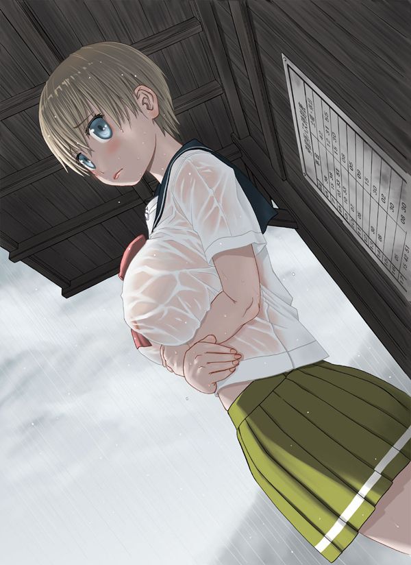 【Secondary erotic】 Here is an erotic image of a girl whose underwear and are very from wet clothes 26