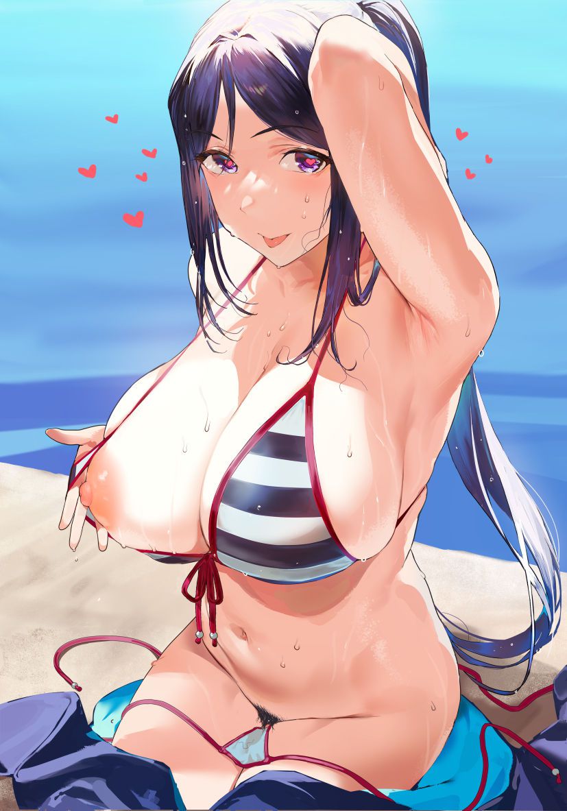 Female with striped bikini 9