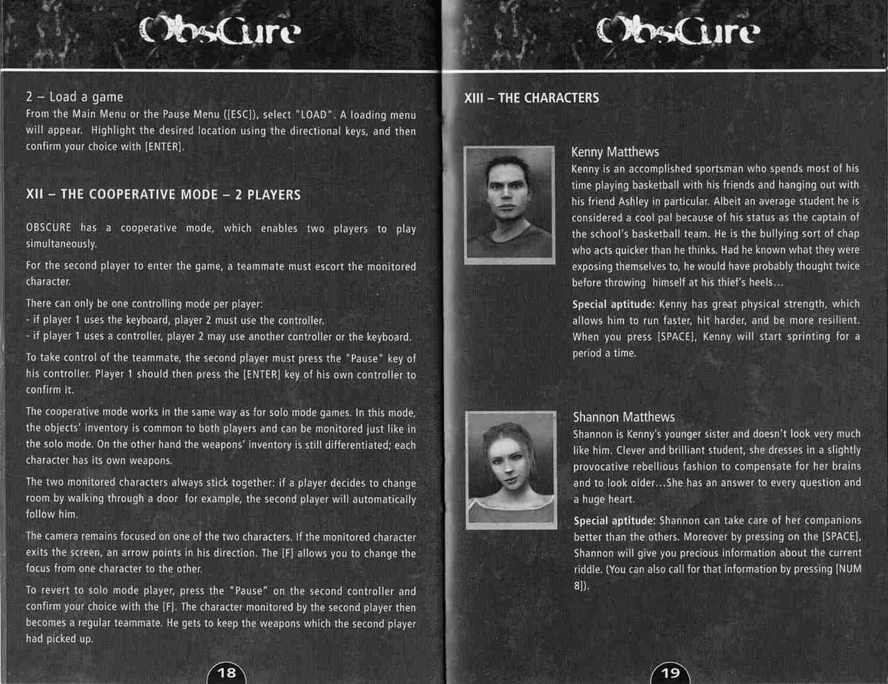 Obscure (PC (DOS/Windows)) Game Manual 10