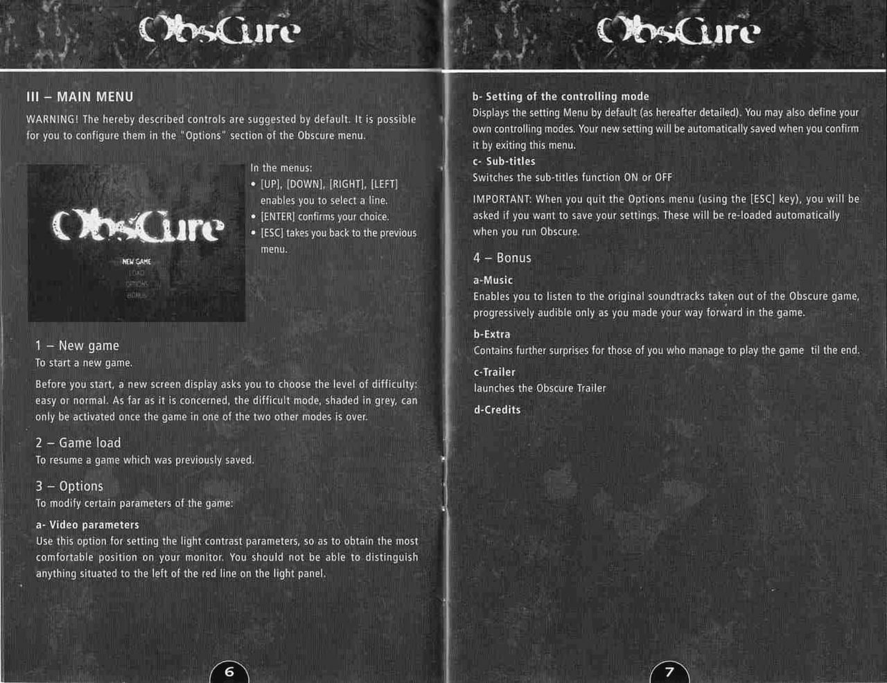 Obscure (PC (DOS/Windows)) Game Manual 4