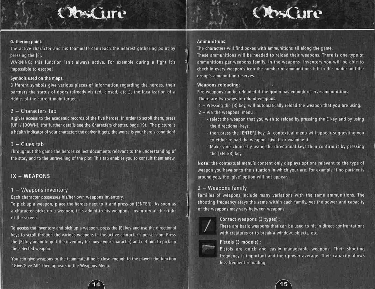 Obscure (PC (DOS/Windows)) Game Manual 8