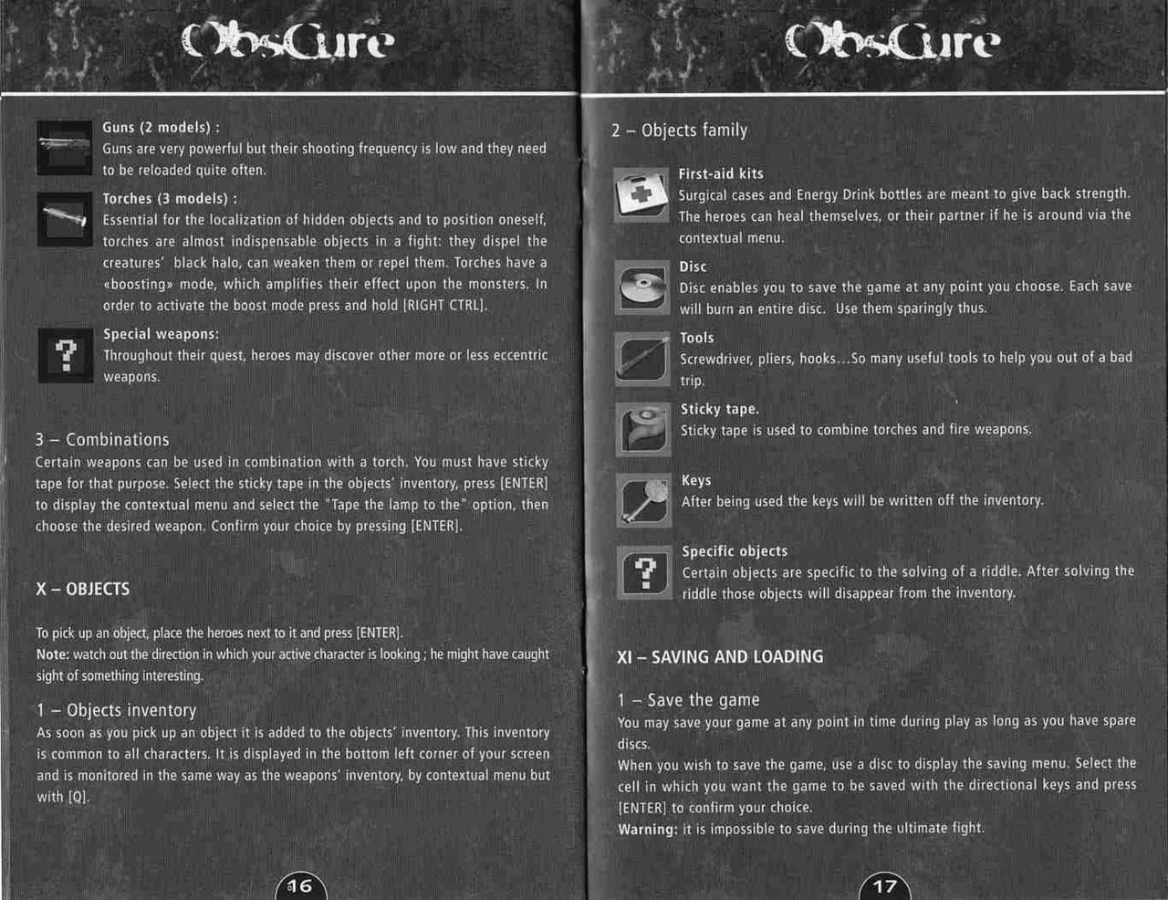 Obscure (PC (DOS/Windows)) Game Manual 9