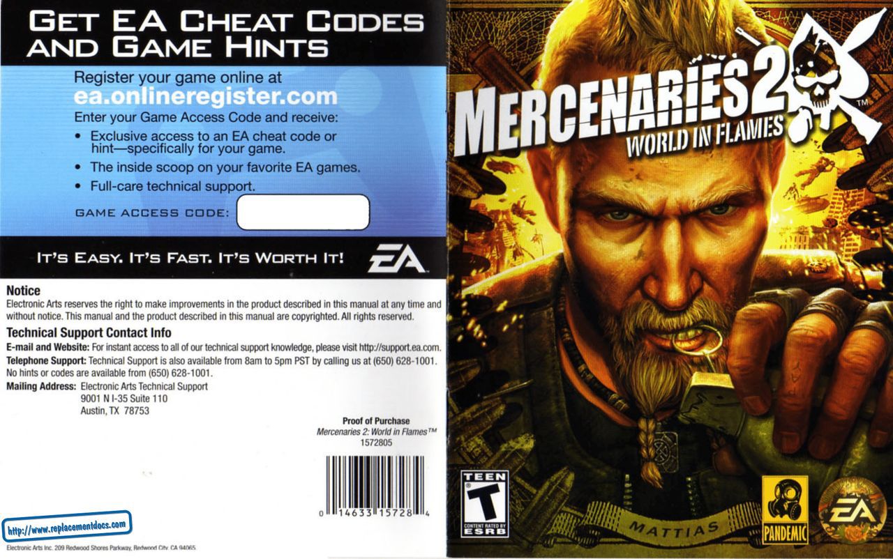 Mercenaries 2 (PlayStation 3) Game Manual 1