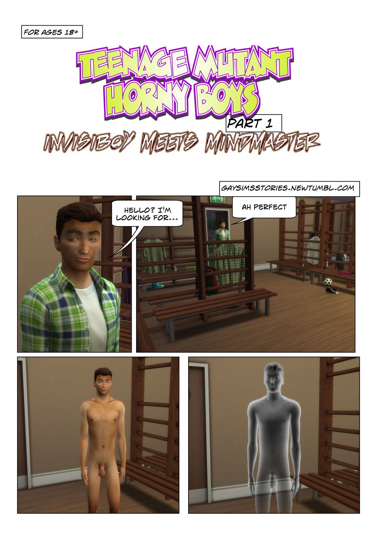 (ENG) Teenage Mutant Horny Boys - Invisiboy meets mindmaster (gay sims stories) 1