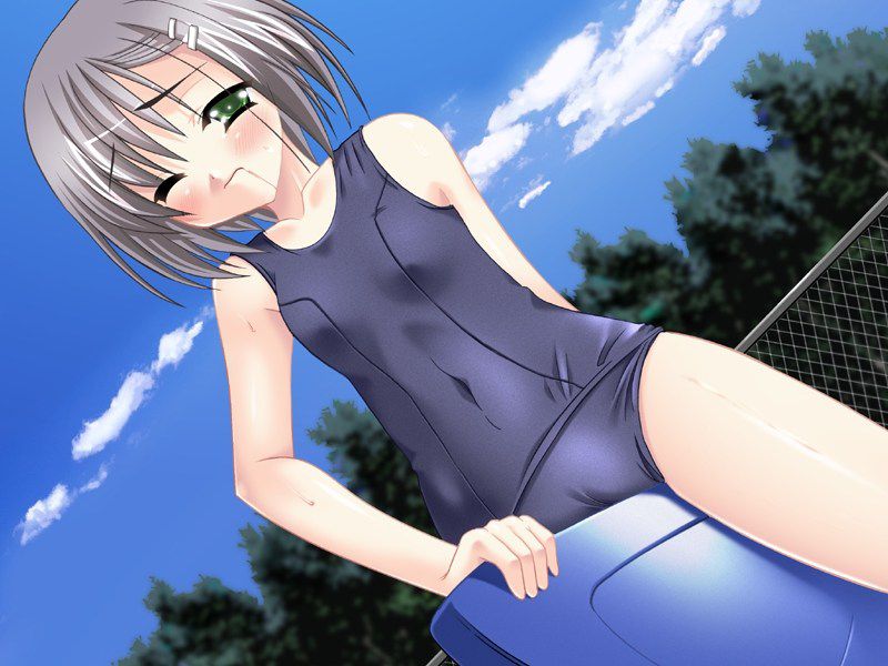 Why in a swimsuit? Two-dimensional erotic image of a perverted girl masturbating while wearing a suku swimsuit 11