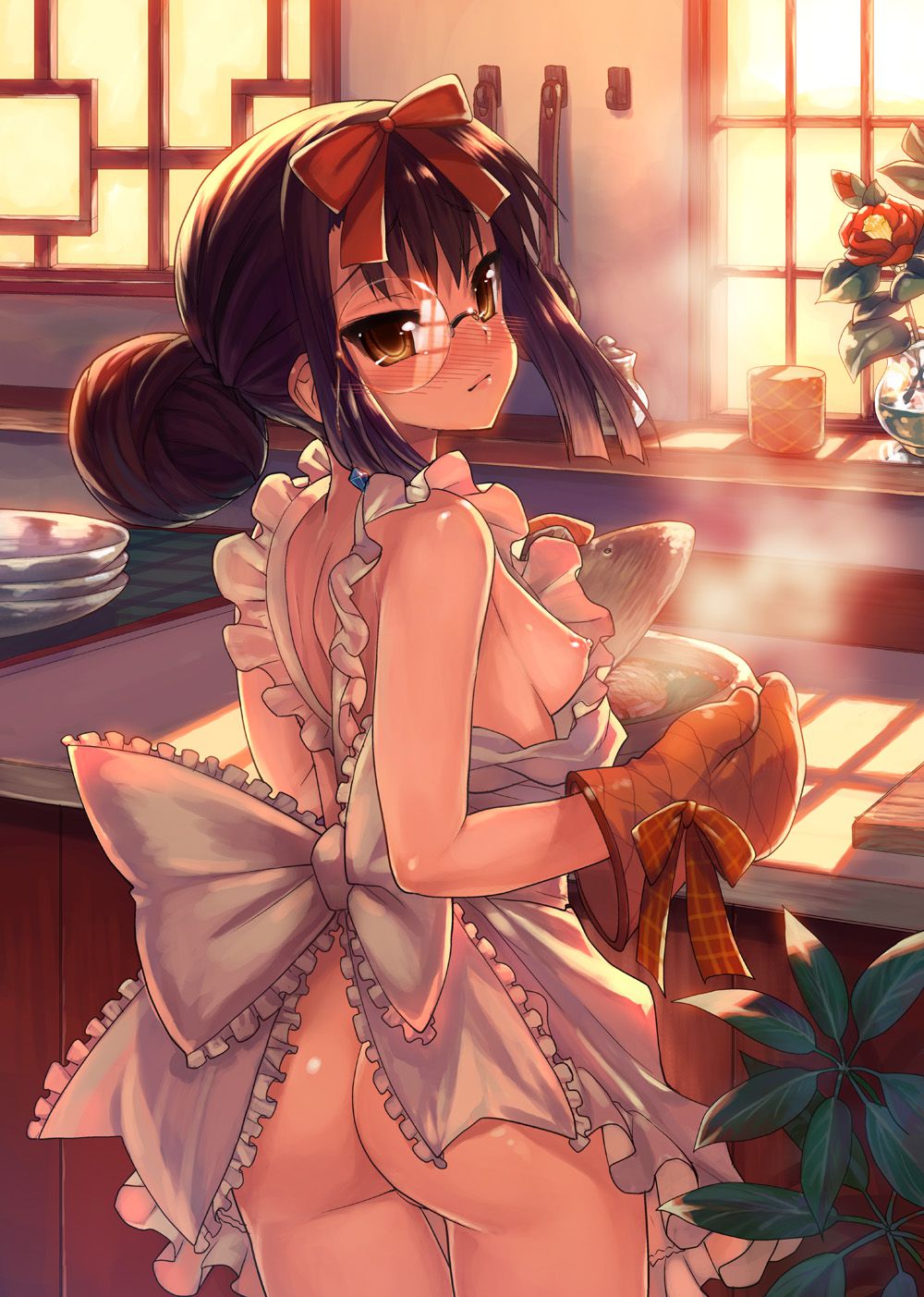 【Secondary Erotic】"Rice? Or me?" he said. Erotic image summary of a girl who is seduced by a naked apron 16