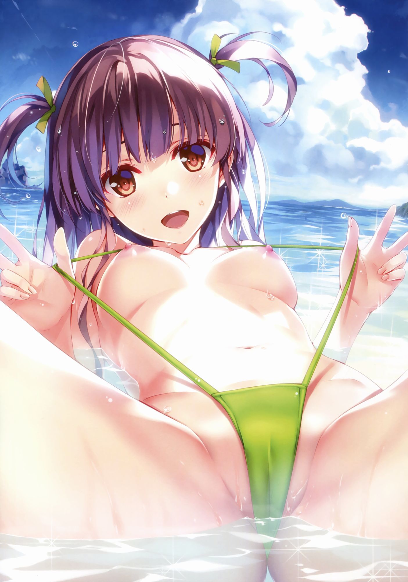 Erotic image of a sexy girl wearing a swimsuit of a sling shot [secondary erotic] 9