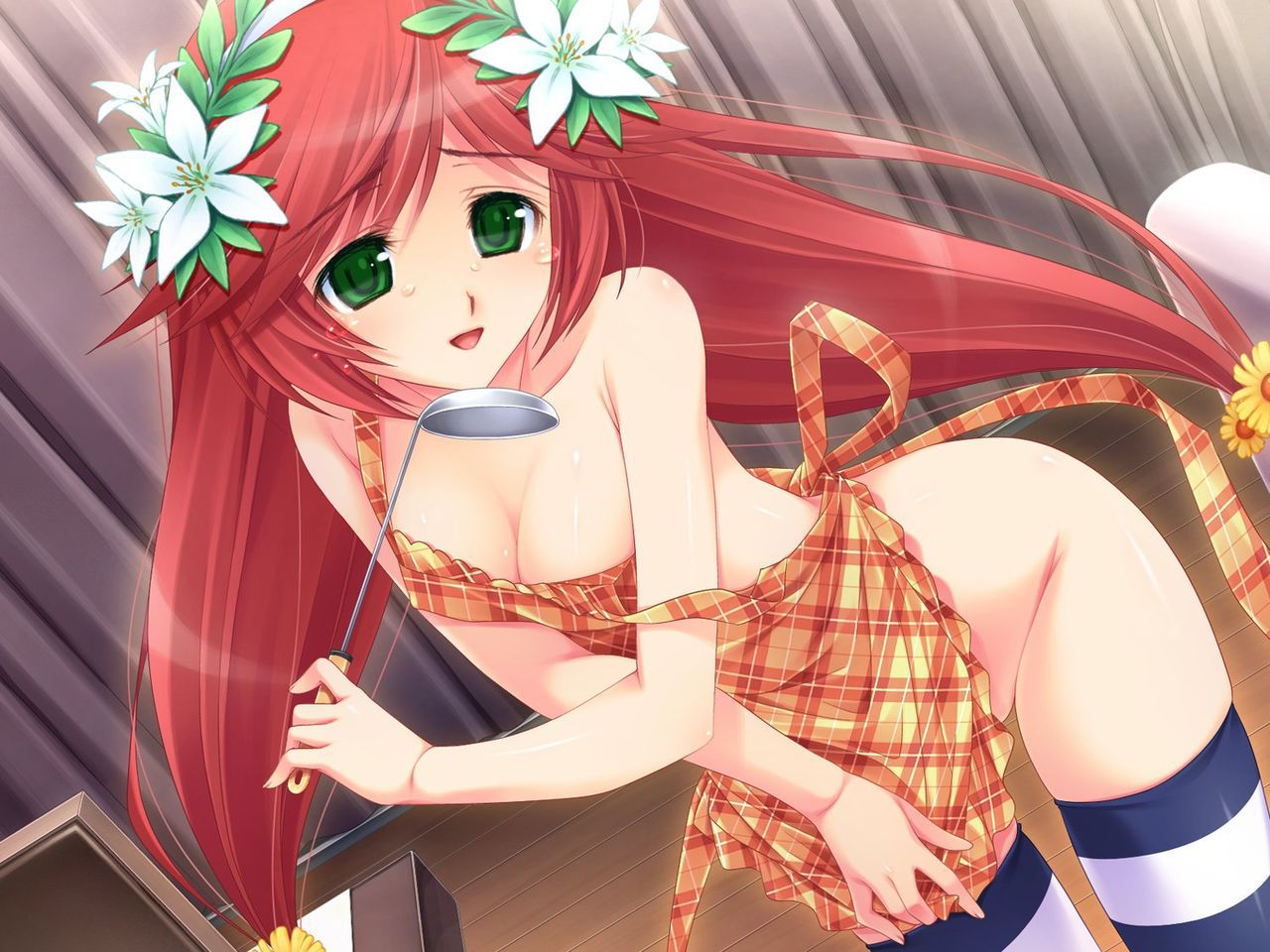 【Secondary erotic】 Here is the erotic image of a girl who tempts a with a naked apron 30