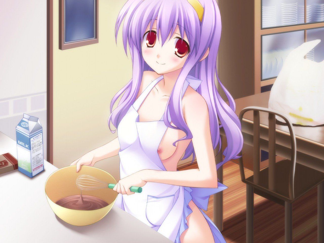 【Secondary erotic】 Here is the erotic image of a girl who tempts a with a naked apron 4