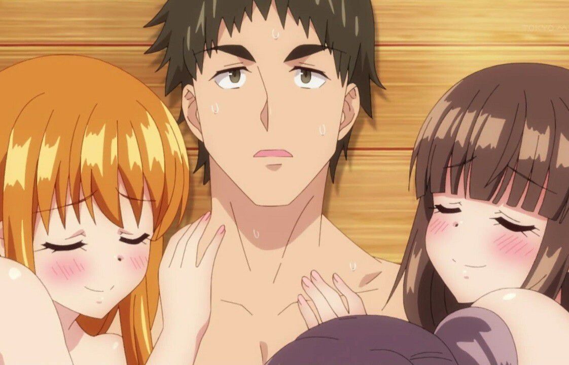 The scene where you have sex with 3 girls in episode 6 of the anime "Harem Kyampu!" 1