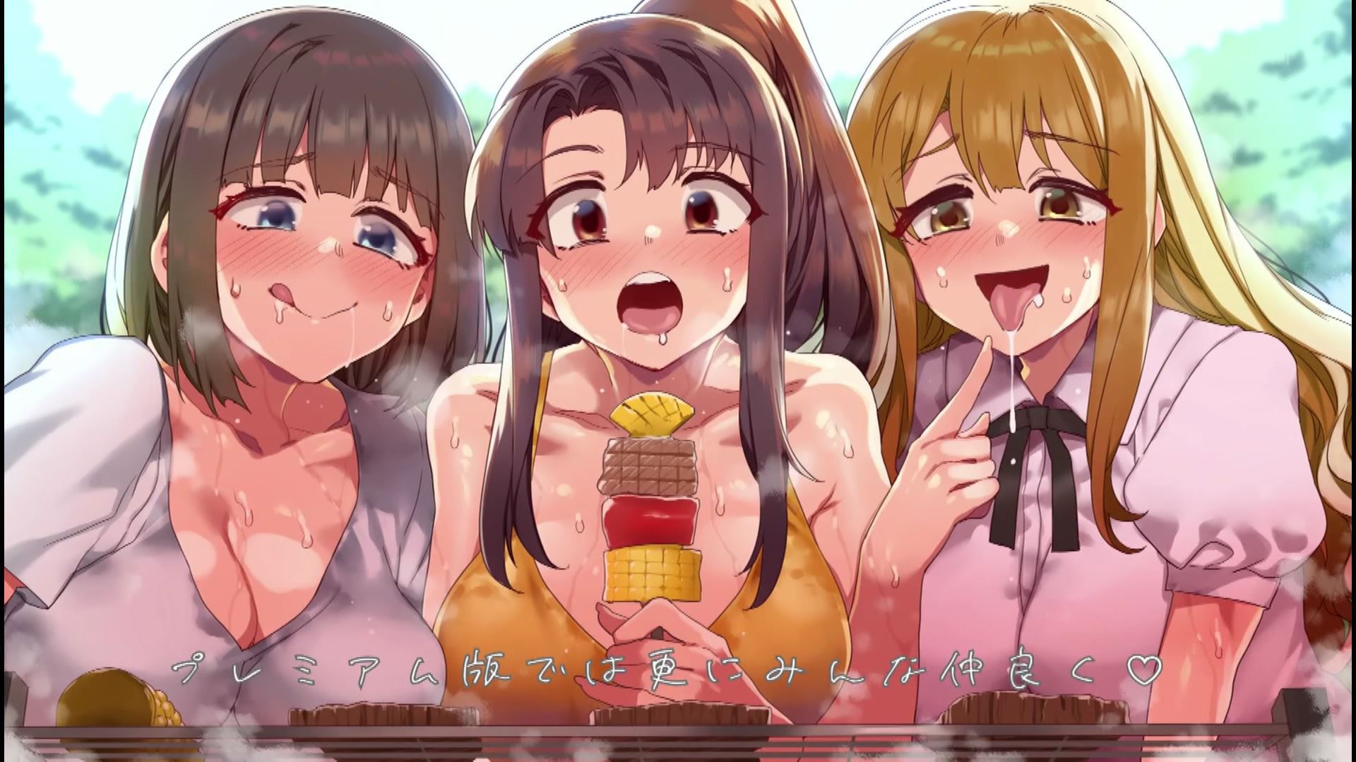 The scene where you have sex with 3 girls in episode 6 of the anime "Harem Kyampu!" 13