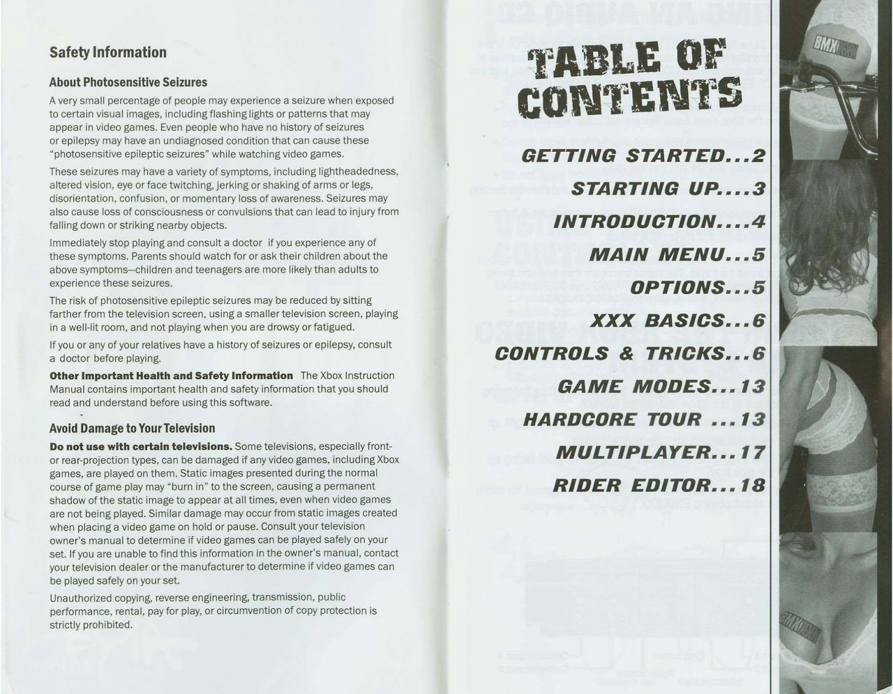 BMX XXX (Xbox) Game Manual 2