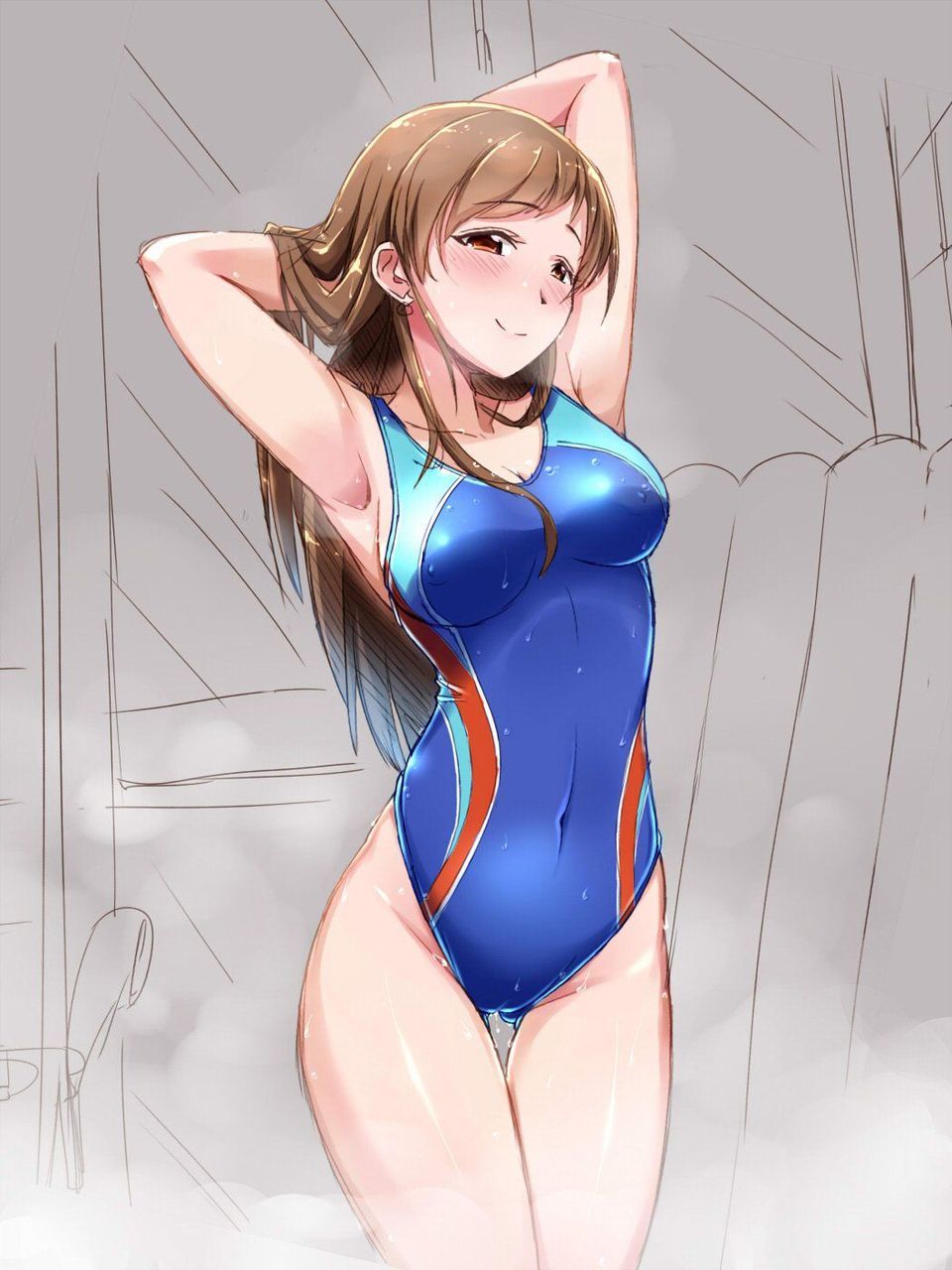 Beautiful girl image of swimming swimsuit that a body line comes out just by wearing Part 3 4