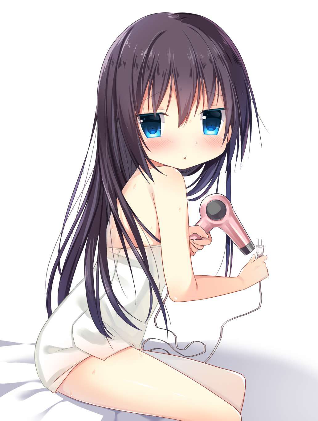 Secondary erotic image of a girl after a bath drying her hair with a hair dryer 16