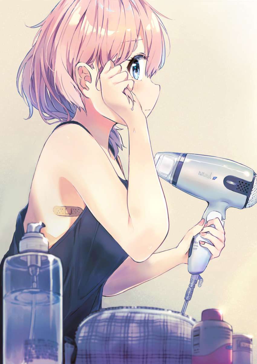 Secondary erotic image of a girl after a bath drying her hair with a hair dryer 23