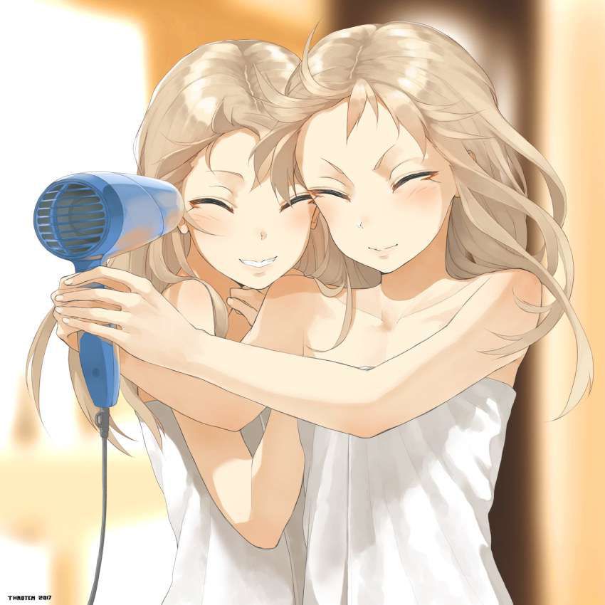Secondary erotic image of a girl after a bath drying her hair with a hair dryer 26