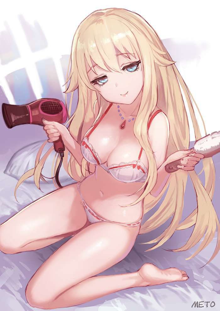 Secondary erotic image of a girl after a bath drying her hair with a hair dryer 28