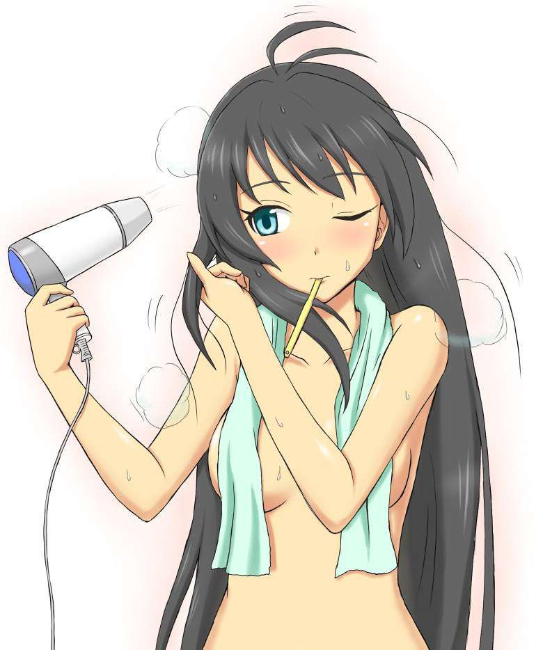 Secondary erotic image of a girl after a bath drying her hair with a hair dryer 39