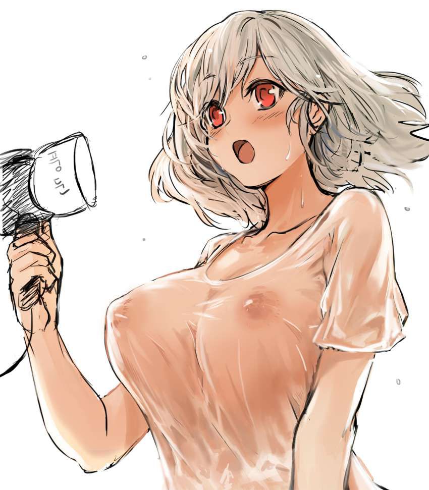 Secondary erotic image of a girl after a bath drying her hair with a hair dryer 4