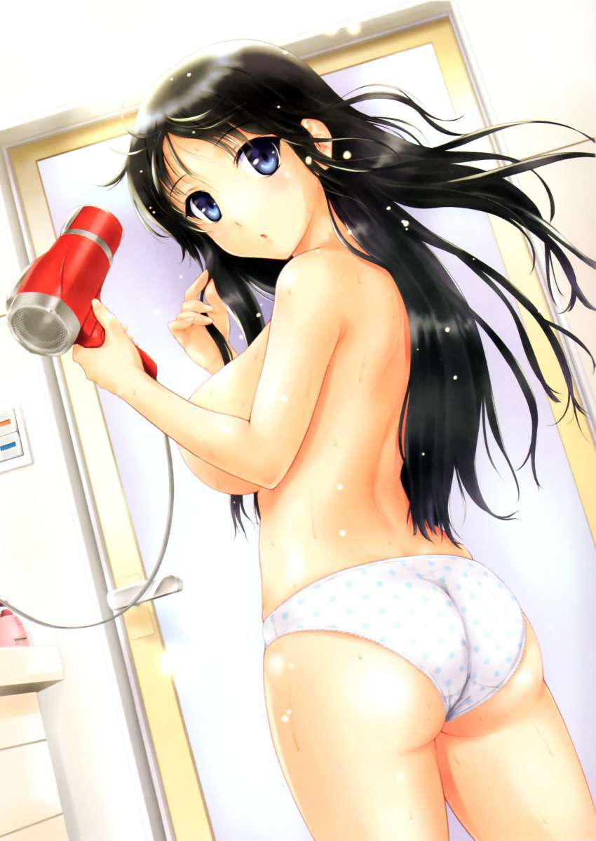 Secondary erotic image of a girl after a bath drying her hair with a hair dryer 8