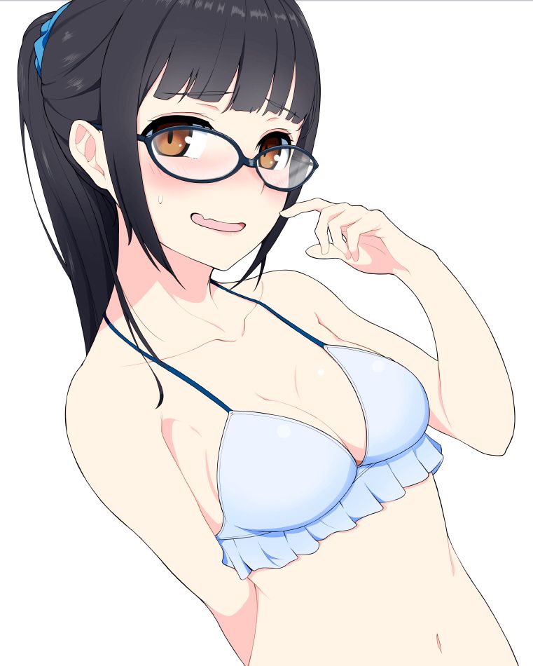 Erotic image of a two-dimensional glasses beautiful girl with a slightly figure 11