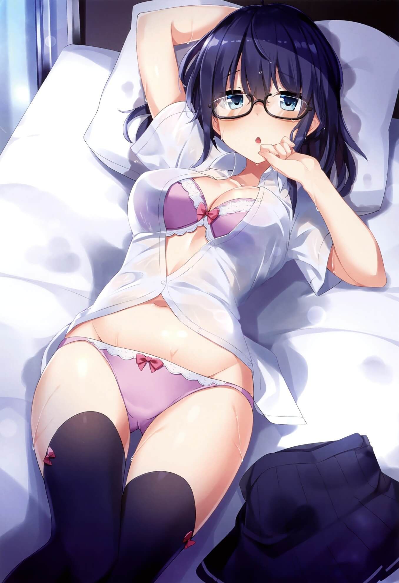Erotic image of a two-dimensional glasses beautiful girl with a slightly figure 26