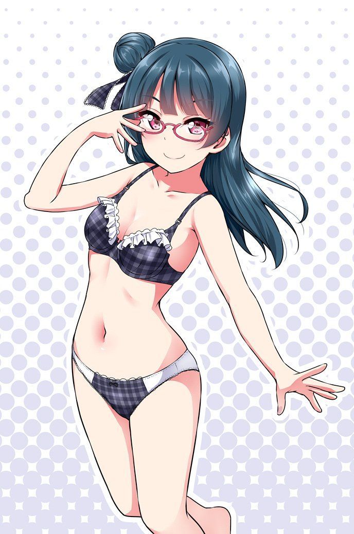 Erotic image of a two-dimensional glasses beautiful girl with a slightly figure 38