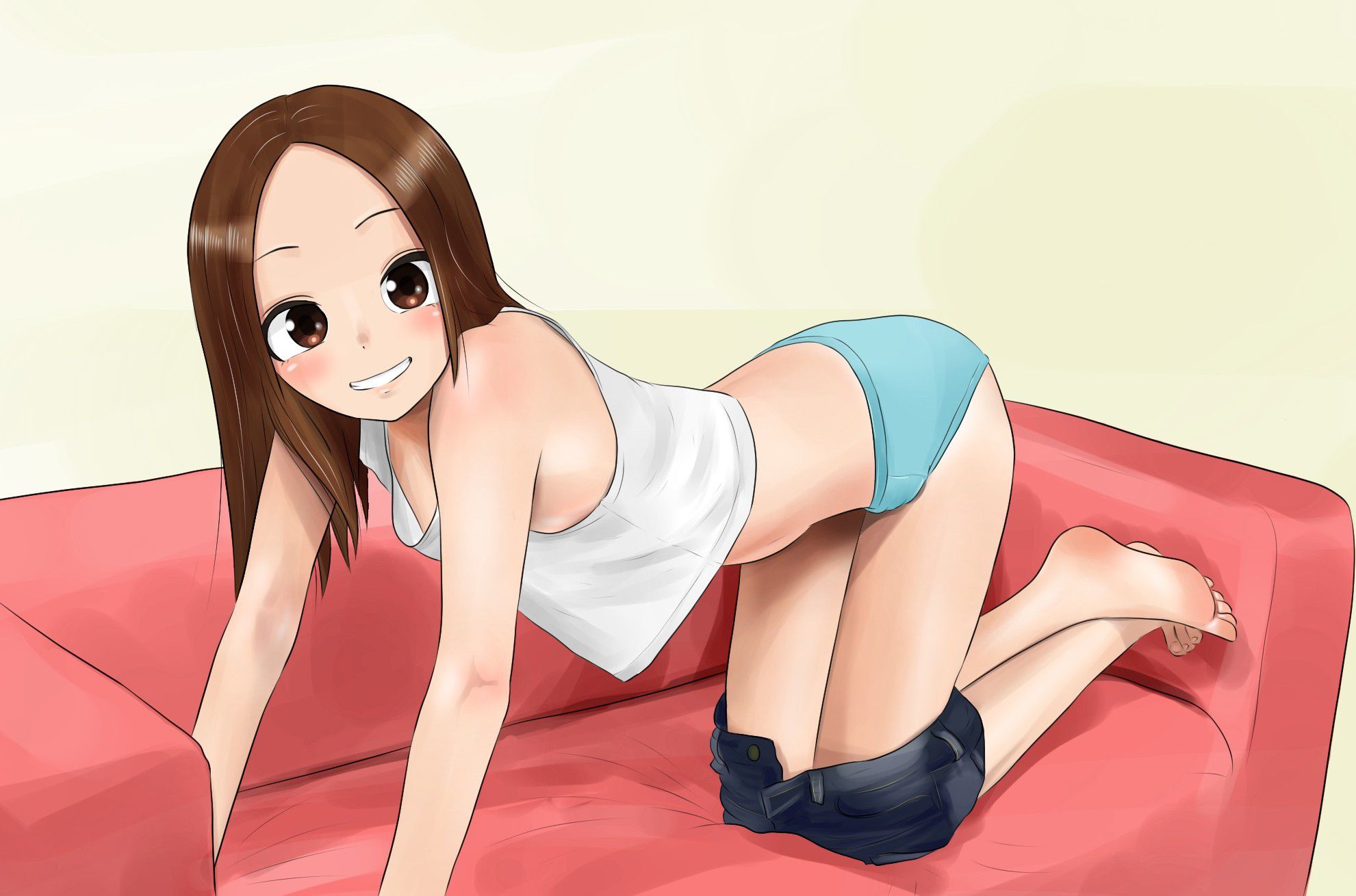 Two-dimensional erotic image of a girl who crawls on all fours and sticks out ass or 13
