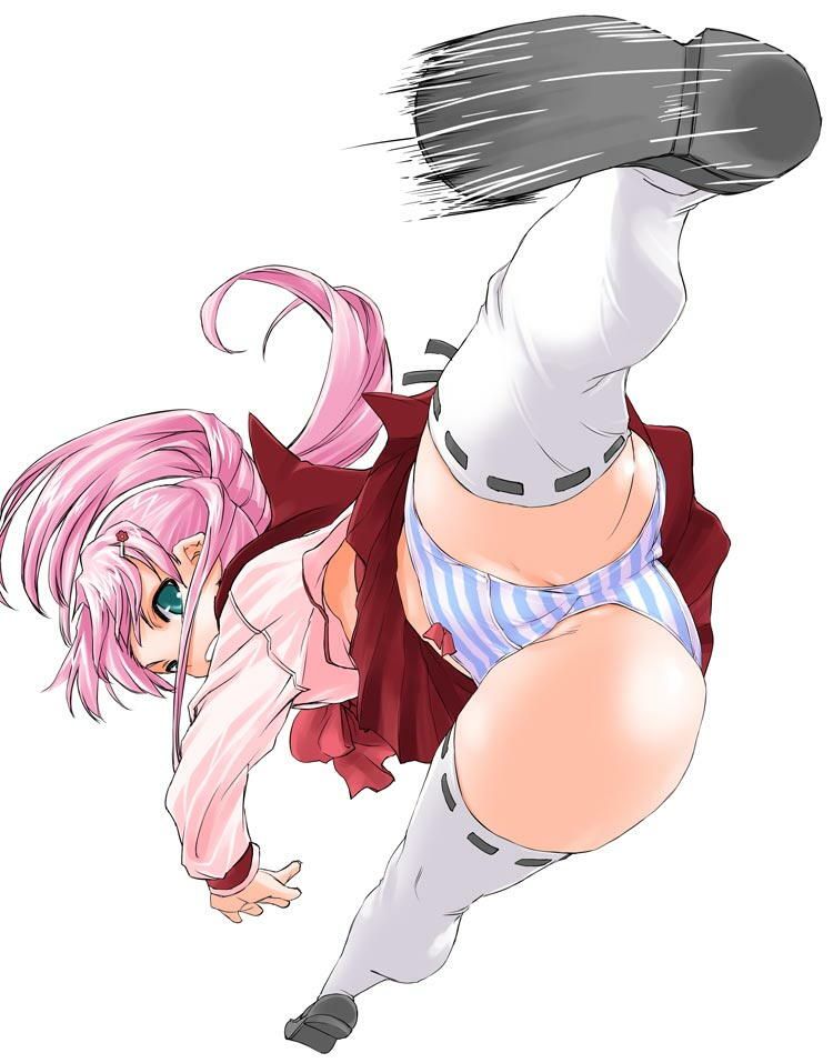 [Secondary] erotic image of fighting girl "Panchira high kick" who shows panchira at the same time as attacking the main character 2