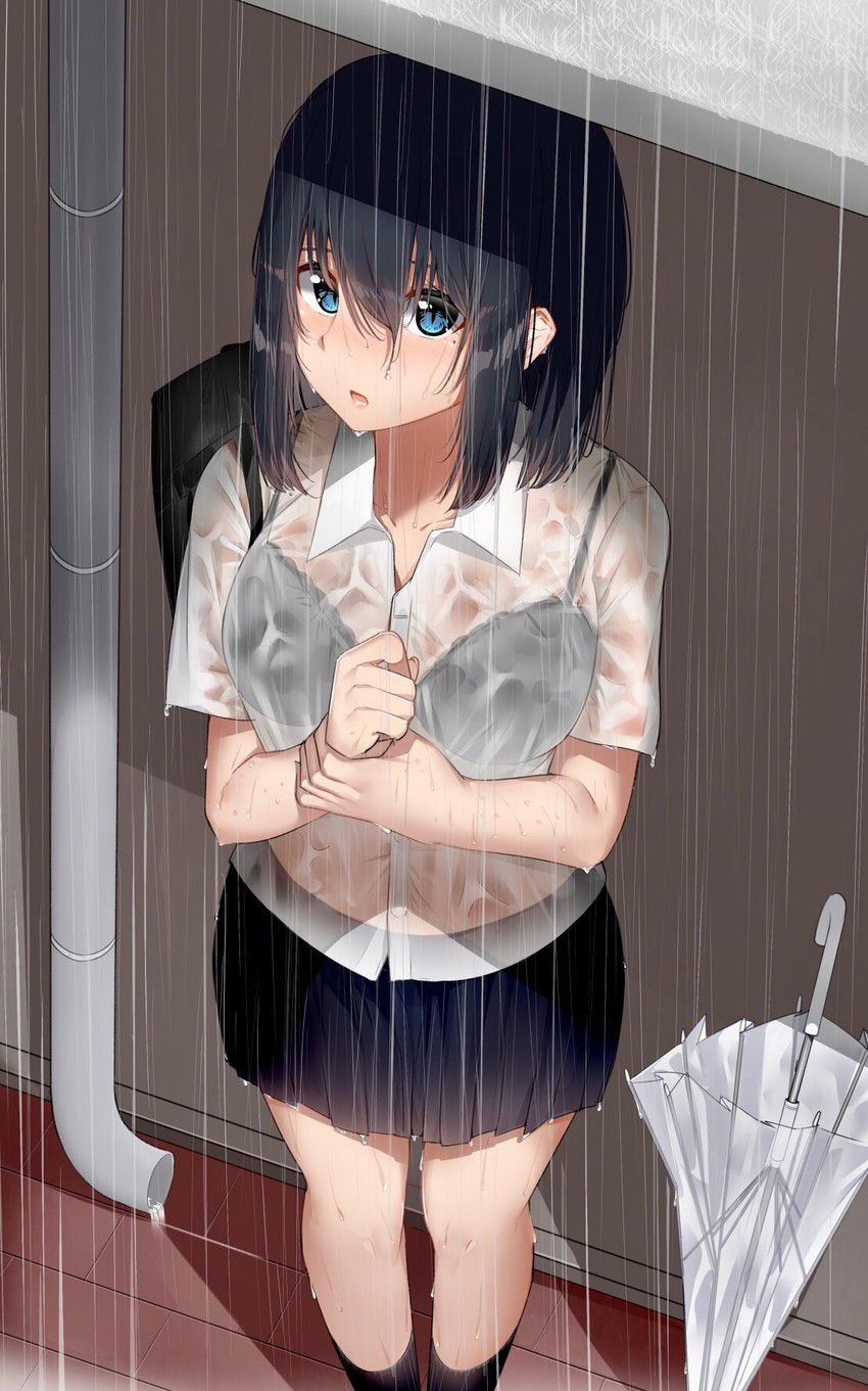 [Secondary] erotic image of a wet sheer bra girl's bag that is shaken by the sudden rain and the blouse is transparent 57