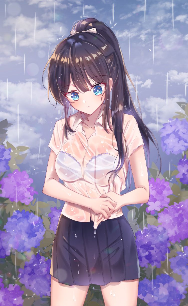 [Secondary] erotic image of a wet sheer bra girl's bag that is shaken by the sudden rain and the blouse is transparent 71