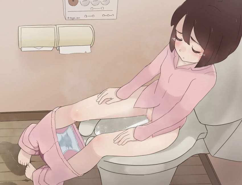 [One frame of daily life] secondary girls are doing oshikko or unco in the toilet normally . 25