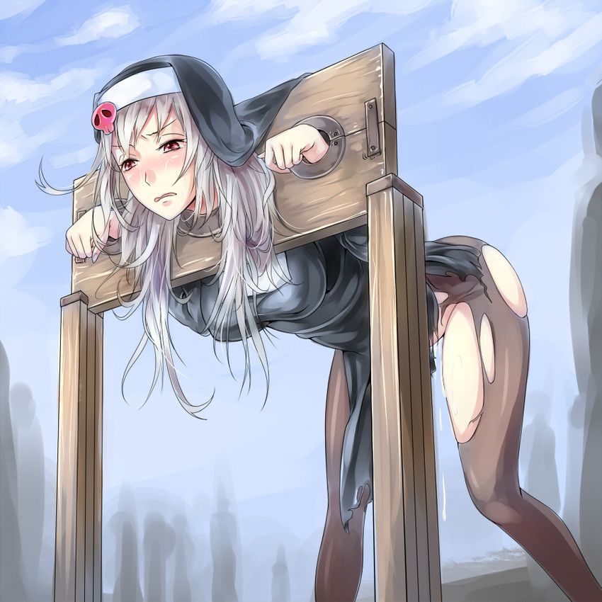 [Secondary] erotic image of guillotine restraint rape that had been carried out in medieval Europe called a witch hunt 56