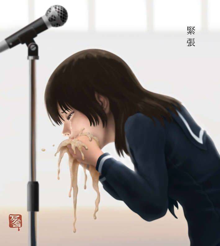 [Secondary] erotic image of the vomitgirl who is vomiting only a small part of mania gets excited 14