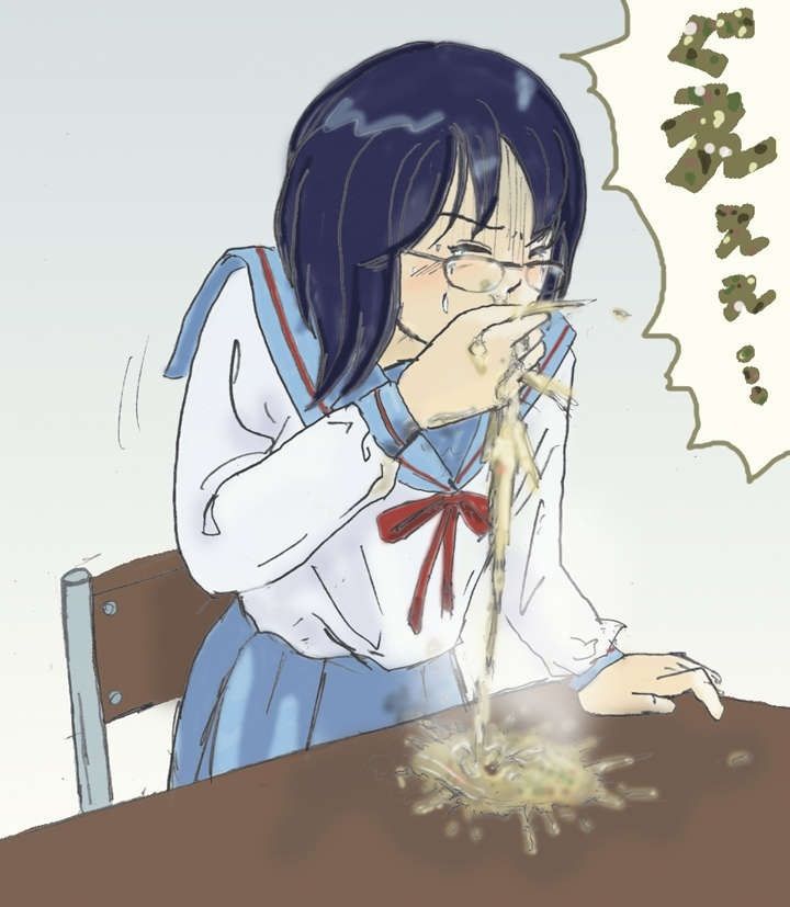 [Secondary] erotic image of the vomitgirl who is vomiting only a small part of mania gets excited 15