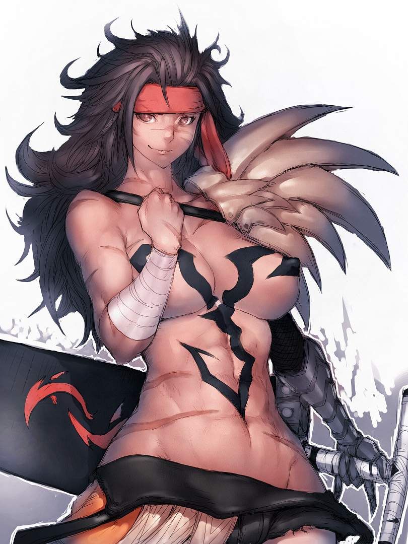[Uneasiness of the match in defense] secondary erotic image of female swordsman who is dressed with a lot of exposure 14