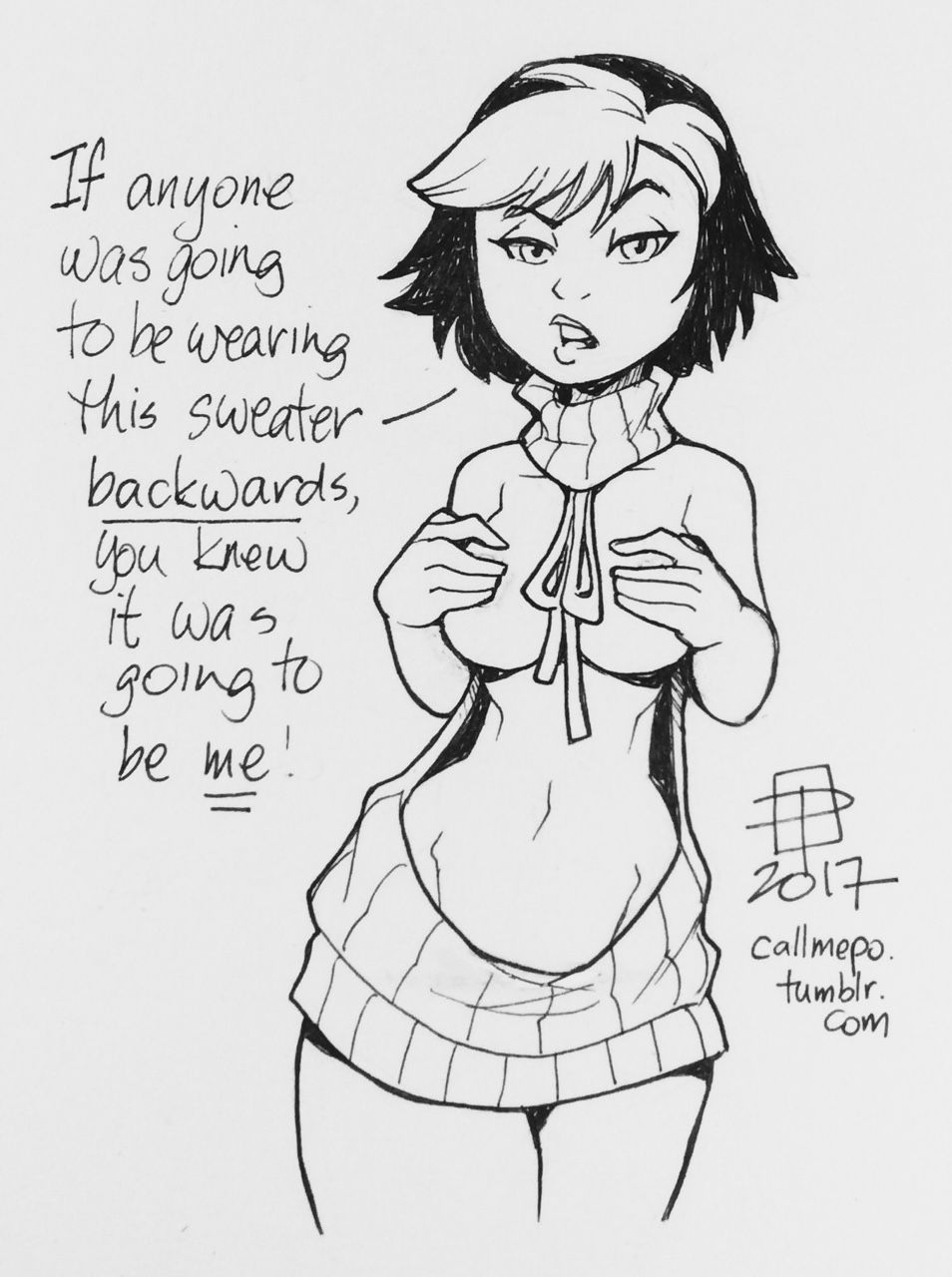 Callmepo - Short Shorts + Virgin Killer Sweater 27