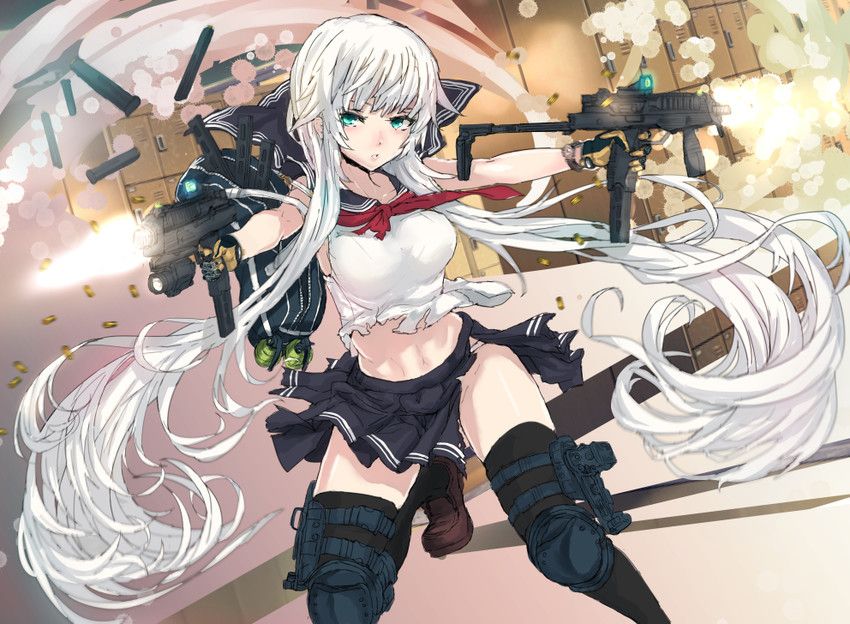 Summary of images of good-looking second-look girls who are banging with two handguns 1