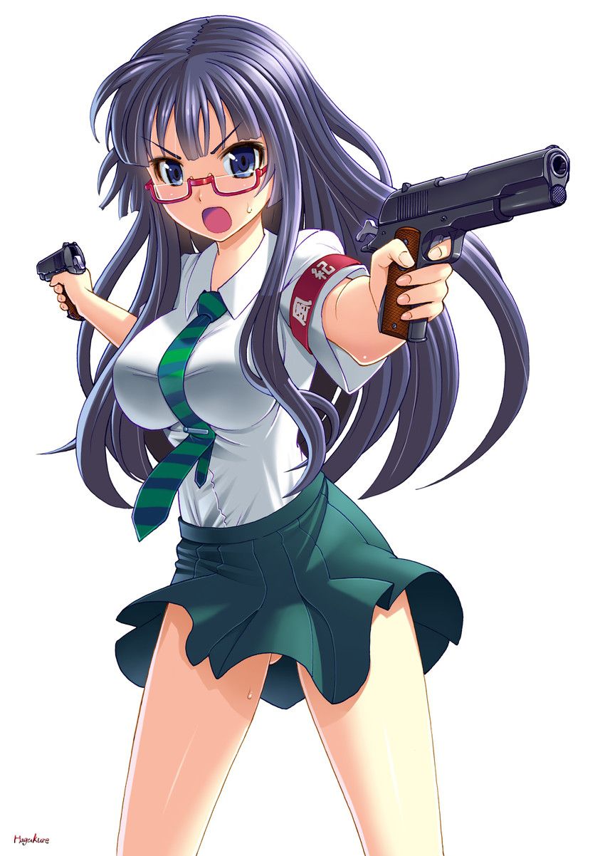 Summary of images of good-looking second-look girls who are banging with two handguns 11