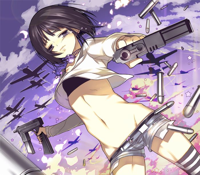 Summary of images of good-looking second-look girls who are banging with two handguns 18