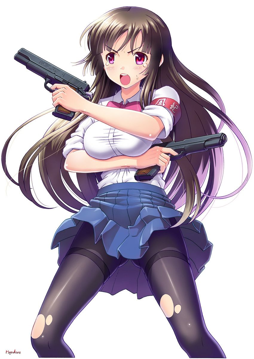 Summary of images of good-looking second-look girls who are banging with two handguns 30