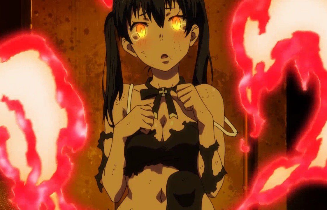 The erotic scene in which the girl's clothes are torn and it is done in the anime [Flame No Fire Brigade] 9 episodes 1