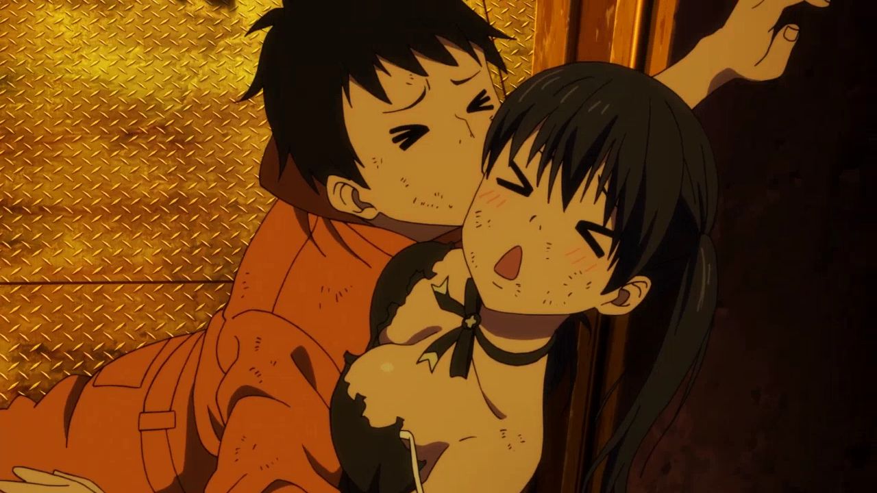 The erotic scene in which the girl's clothes are torn and it is done in the anime [Flame No Fire Brigade] 9 episodes 9