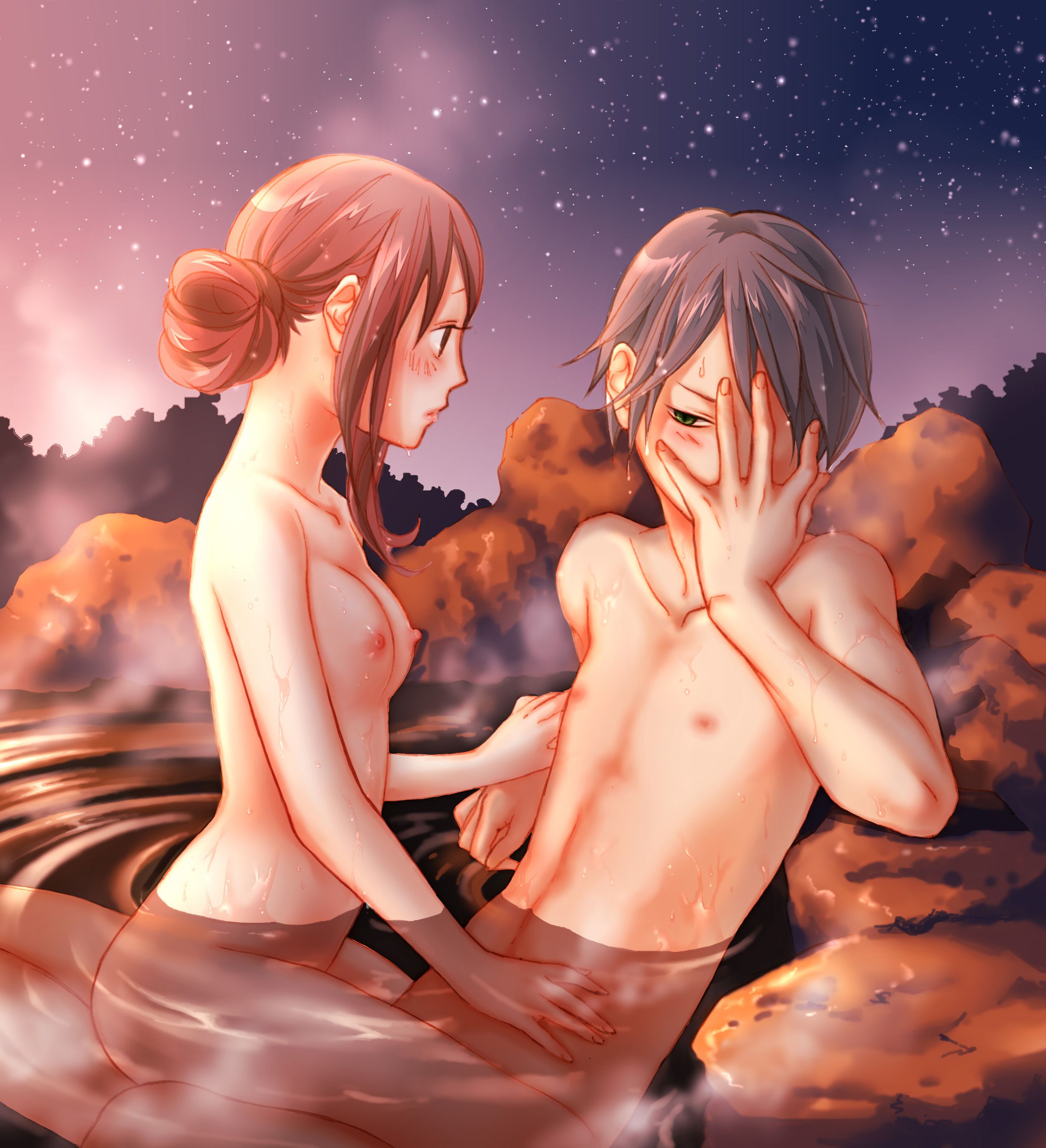 【Secondary】Erotic images of envied couples who are having naughty things in the private open-air bath of a hot spring ryokan 1