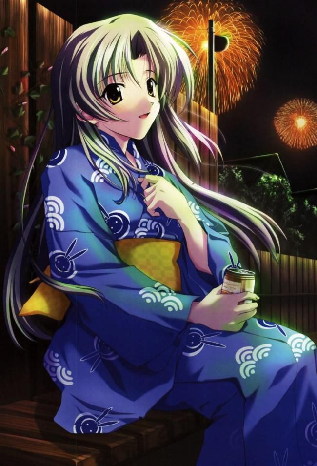 Cute two-dimensional image of kimono and yukata. 11