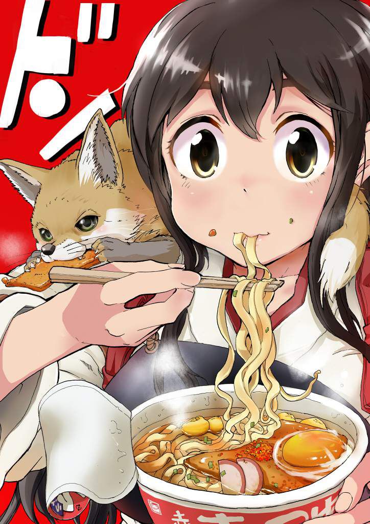 [Maruchan] Secondary image of red fox and Green raccoon dog and beautiful girl 1