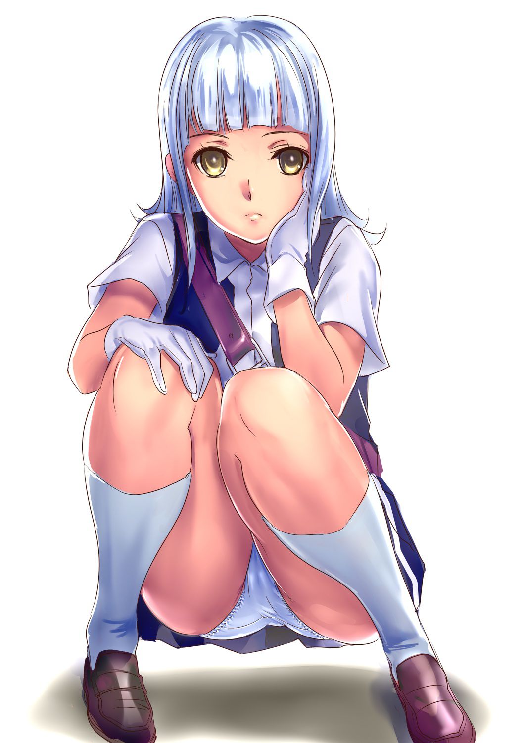Picture of a girl squatting in a crouching skirt part 3 4
