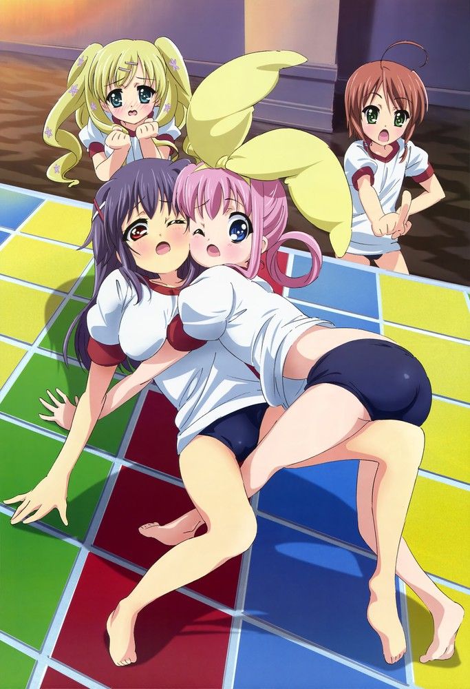 Images of girls playing in the game of adult twister or 10