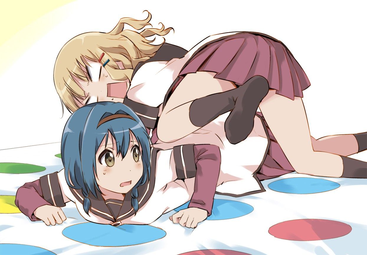 Images of girls playing in the game of adult twister or 5