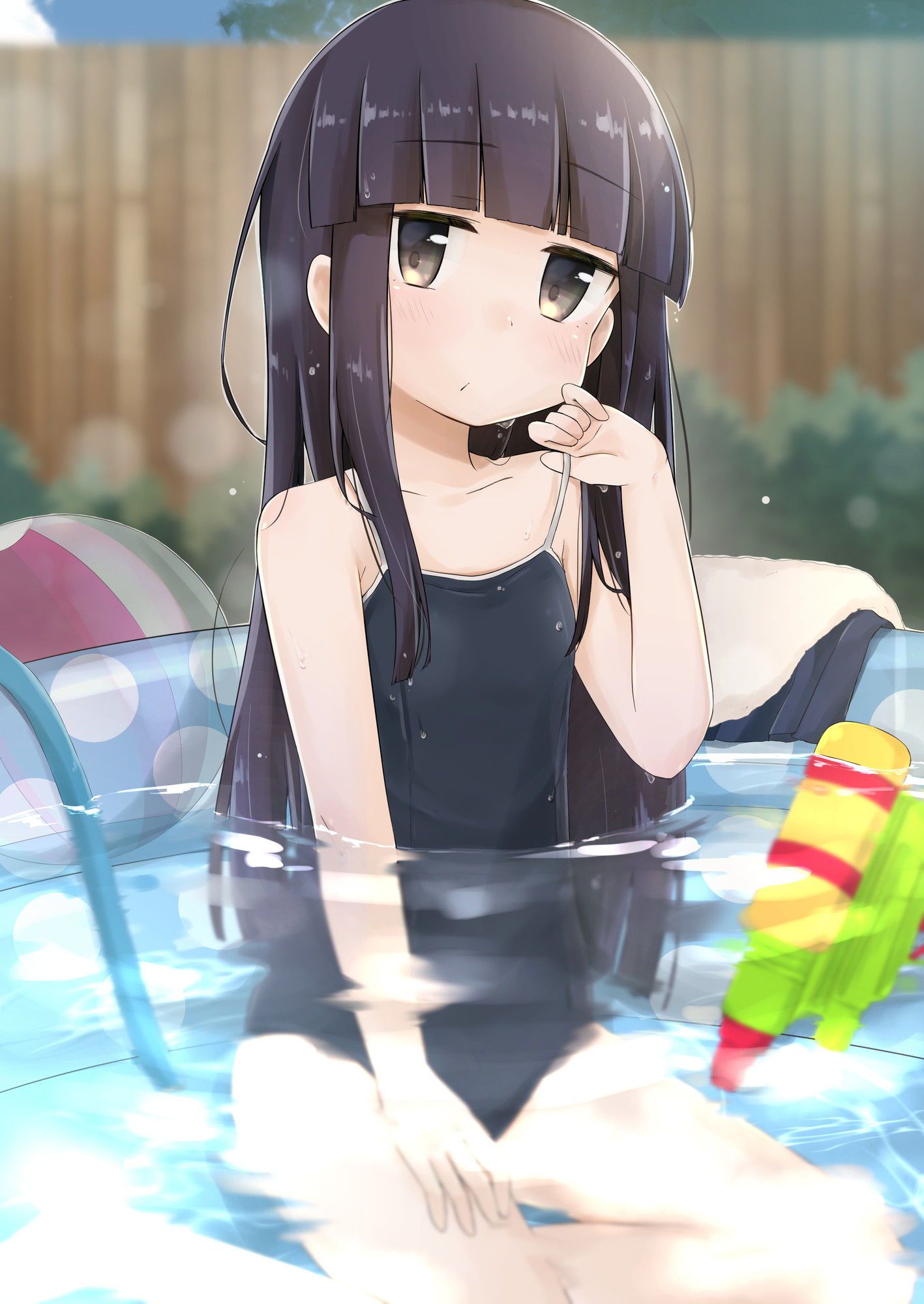 Two-dimensional erotic image of a dark blue water girl who is too naughty and can't wait for summer 20
